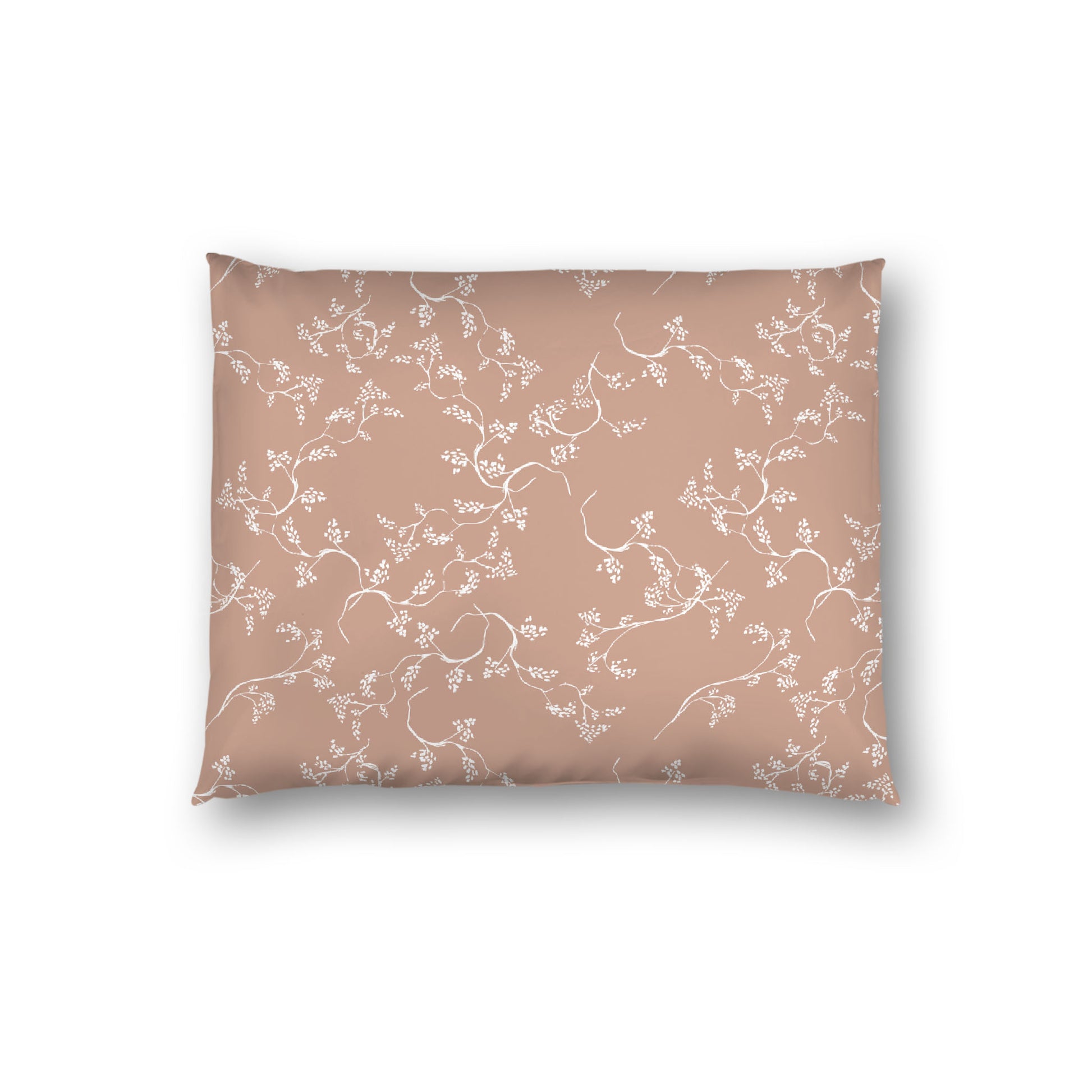 Salmon Cotton Sateen Pillow Sham, Off-white Vine Print on Front, White Reverse Side, Standard - 20 x 26 inches