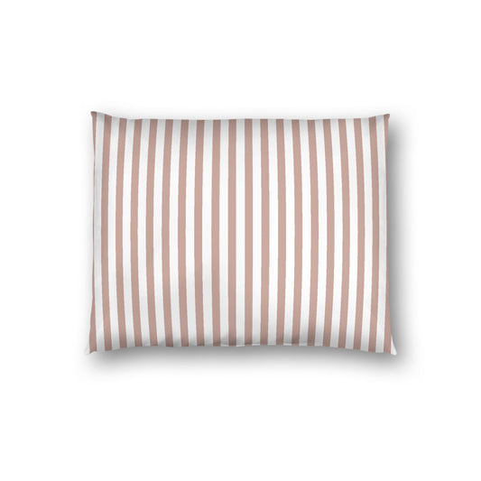 Off-white Cotton Sateen Sham, Thin Salmon Bars on Front, White Reverse Side, Standard - 20 x 26 inches