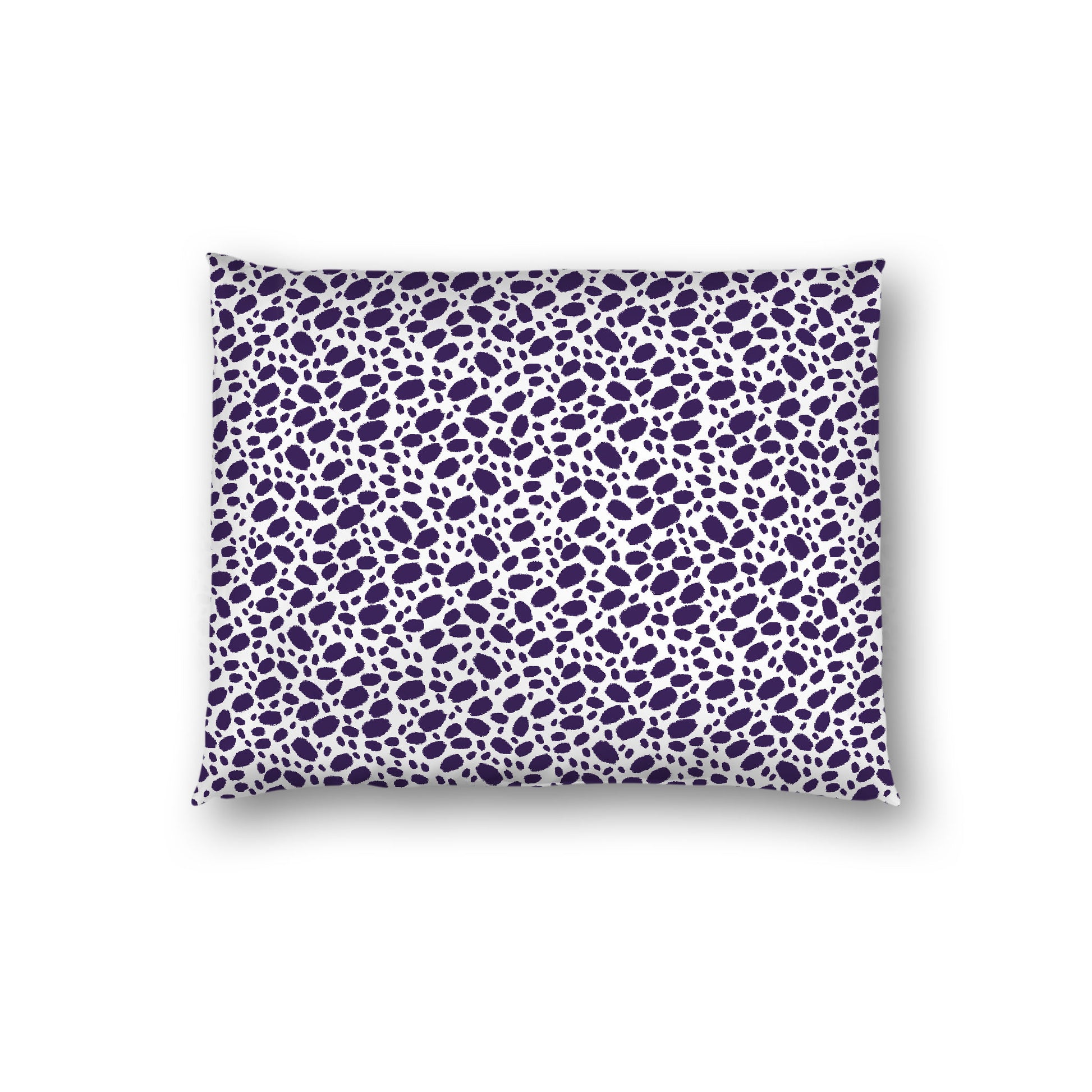 Off-white Cotton Sateen Pillow Sham, Purple Hand-painted Dab Motif Print, Off-white Revese Side, Standard - 20 x 26 inches