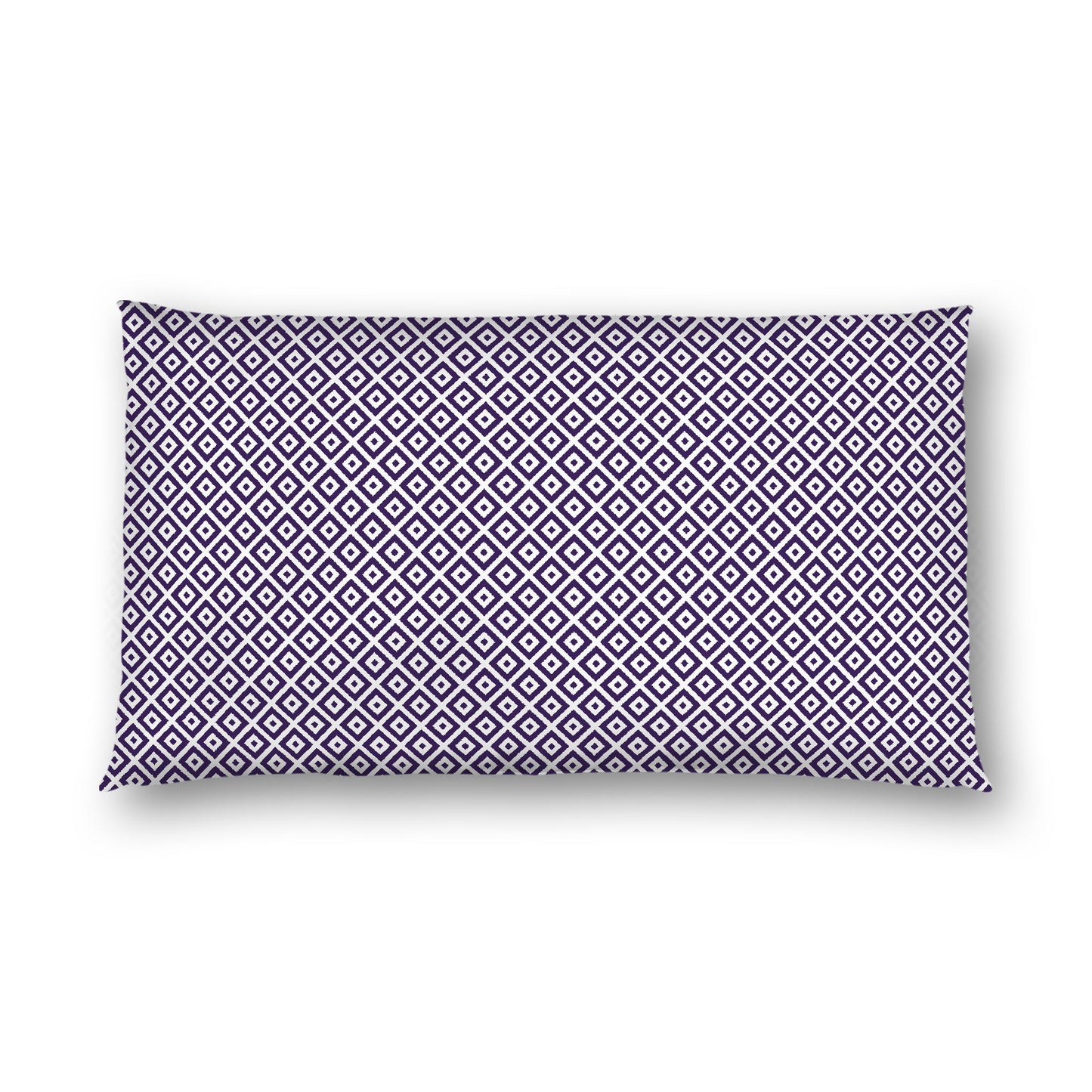 Off-white Cotton Sateen Pillow Sham, Purple Repeating Square Motif Print, Off-white Revese Side, King - 20 x 36 inches