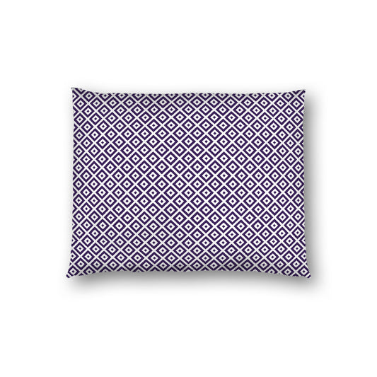 Off-white Cotton Sateen Pillow Sham, Purple Repeating Square Motif Print, Off-white Revese Side, Standard - 20 x 26 inches