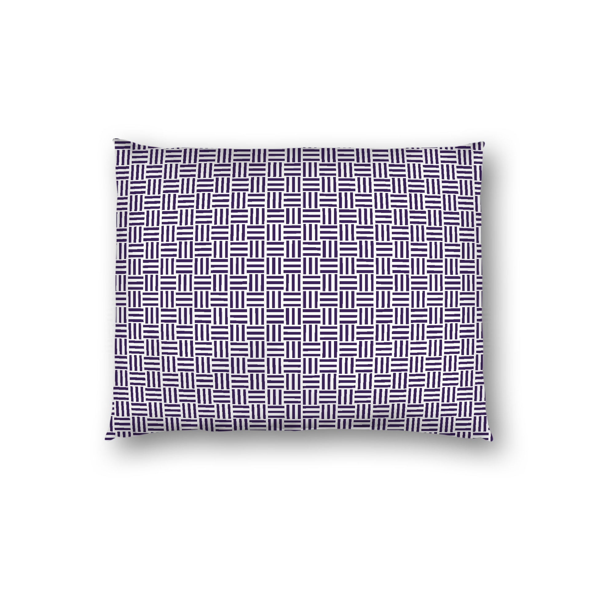 Off-white Cotton Sateen Pillow Sham, Purple Single Weave Motif Print, White Reverse Side, Standard - 20 x 26 inches