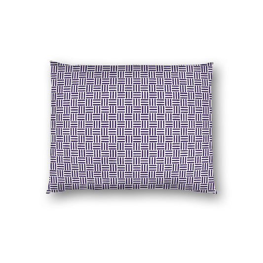 Off-white Cotton Sateen Pillow Sham, Purple Single Weave Motif Print, White Reverse Side, Standard - 20 x 26 inches