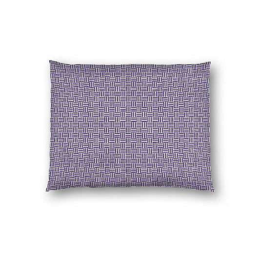 Off-white Cotton Sateen Pillow Sham, Purple Double Weave Motif Print, White Reverse Side, Standard - 20 x 26 inches