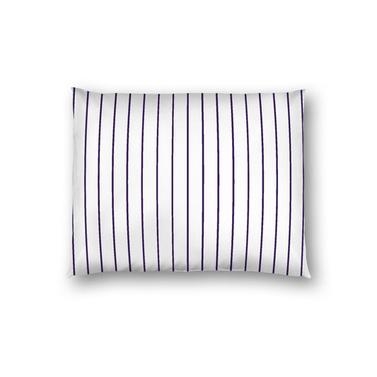 Off-white Cotton Sateen Sham, Purple Stripes on Front, White Reverse Side, Standard - 20 x 26 inches