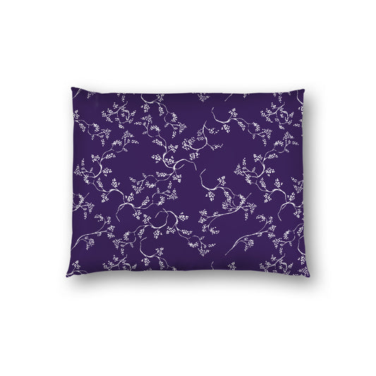 Purple Cotton Sateen Pillow Sham, Off-white Vine Print on Front, White Reverse Side, Standard - 20 x 26 inches