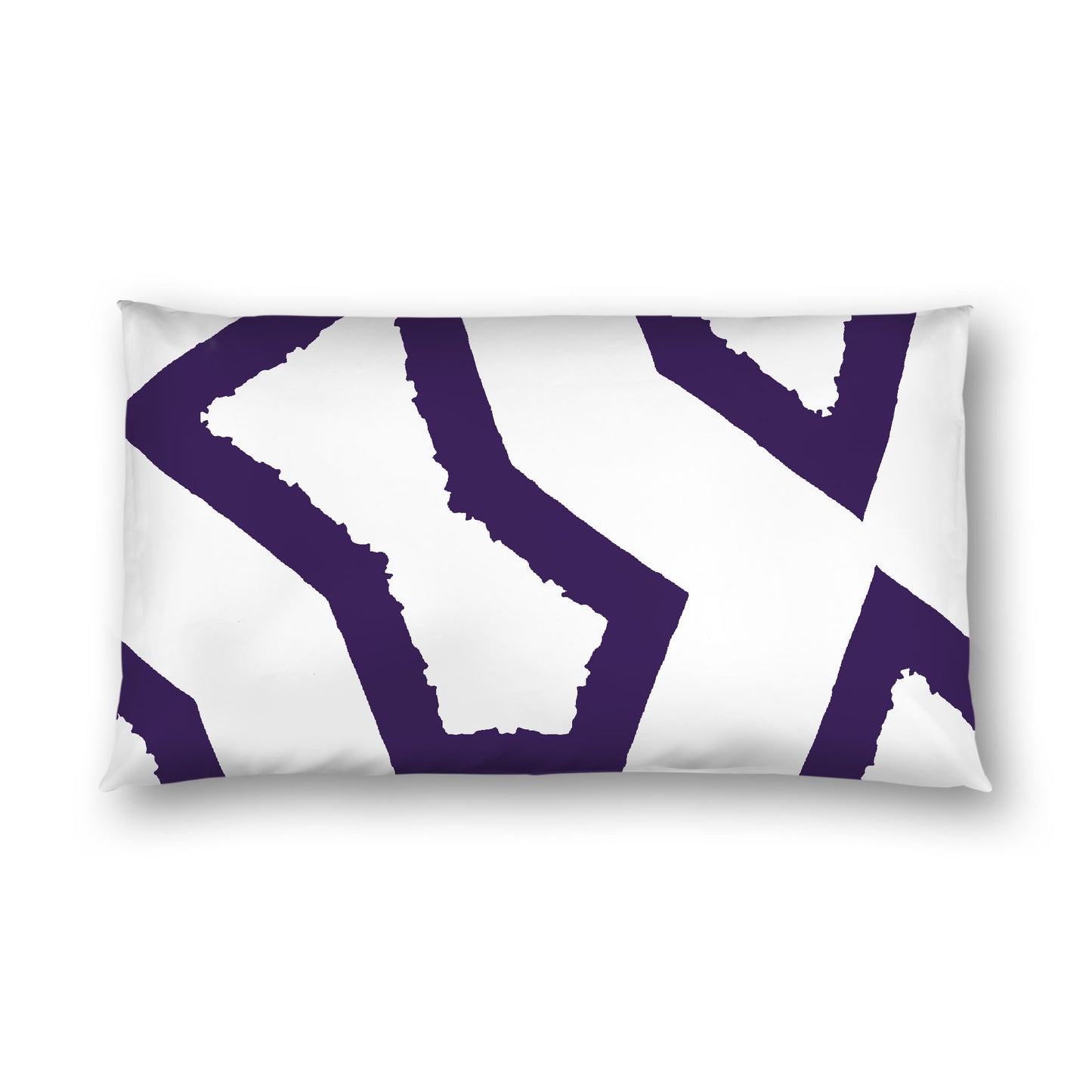 Off-white Cotton Sateen Sham, Bold Purple Graphic on Front, White Reverse Side, King - 20 x 36 inches