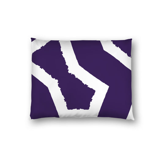 Purple Cotton Sateen Sham, Bold Off-white Graphic on Front, White Reverse Side, Standard - 20 x 26 inches