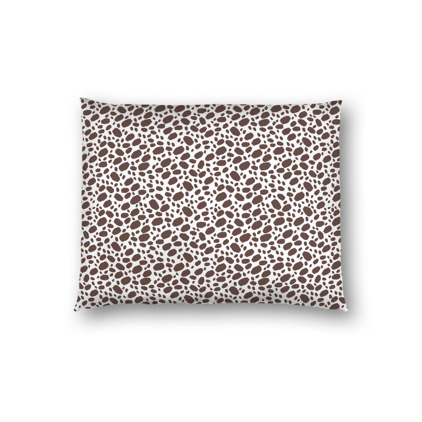 Off-white Cotton Sateen Pillow Sham, Brown Hand-painted Dab Motif Print, Off-white Revese Side, Standard - 20 x 26 inches