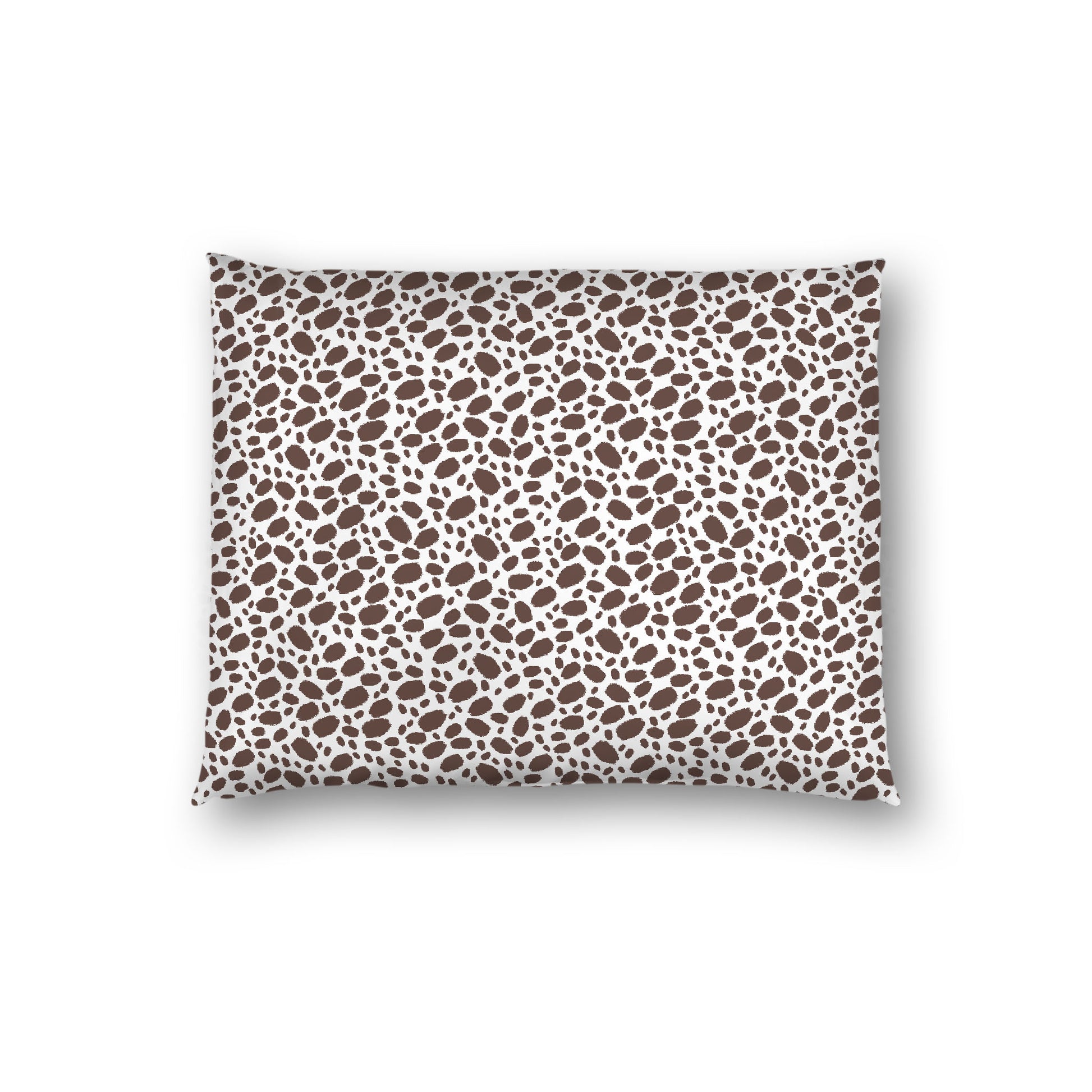 Off-white Cotton Sateen Pillow Sham, Brown Hand-painted Dab Motif Print, Off-white Revese Side, Standard - 20 x 26 inches