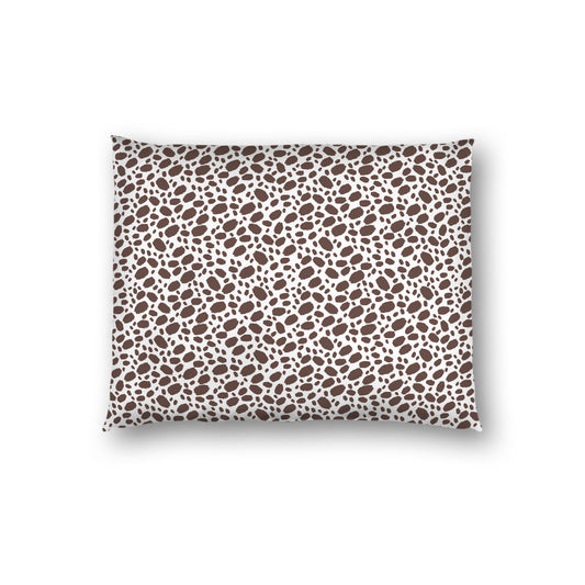 Off-white Cotton Sateen Pillow Sham, Brown Hand-painted Dab Motif Print, Off-white Revese Side, Standard - 20 x 26 inches