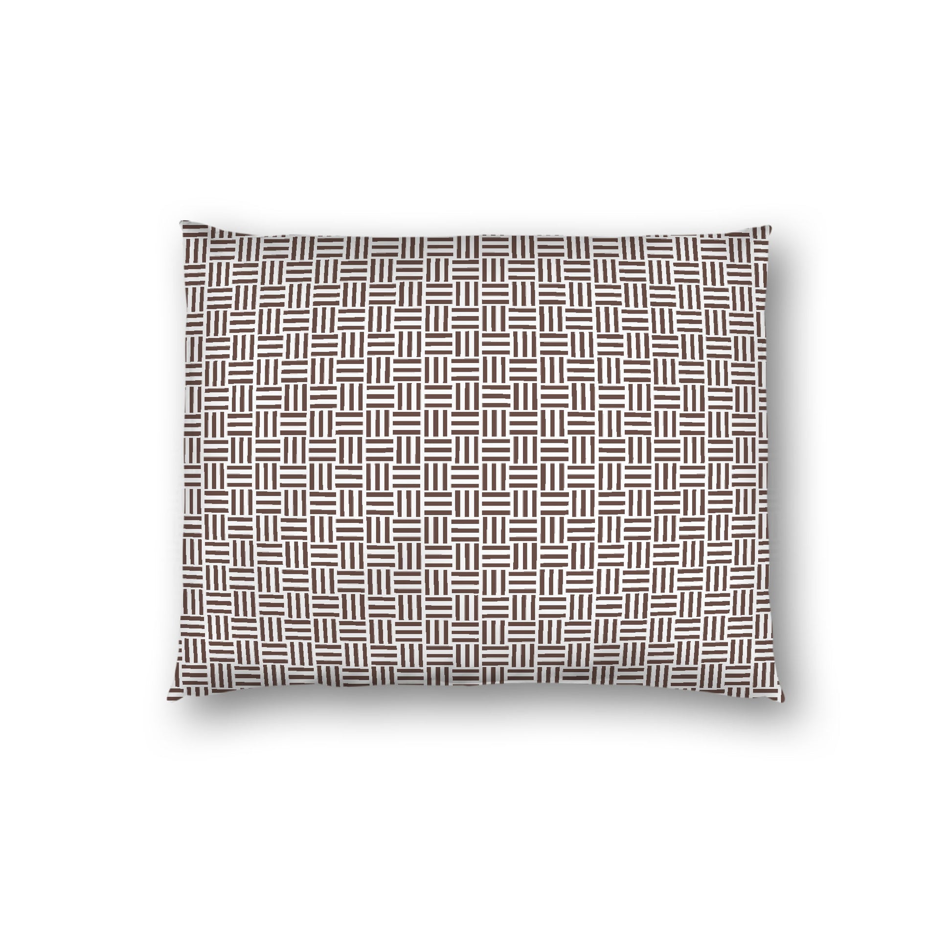 Off-white Cotton Sateen Pillow Sham, Brown Single Weave Motif Print, White Reverse Side, Standard - 20 x 26 inches