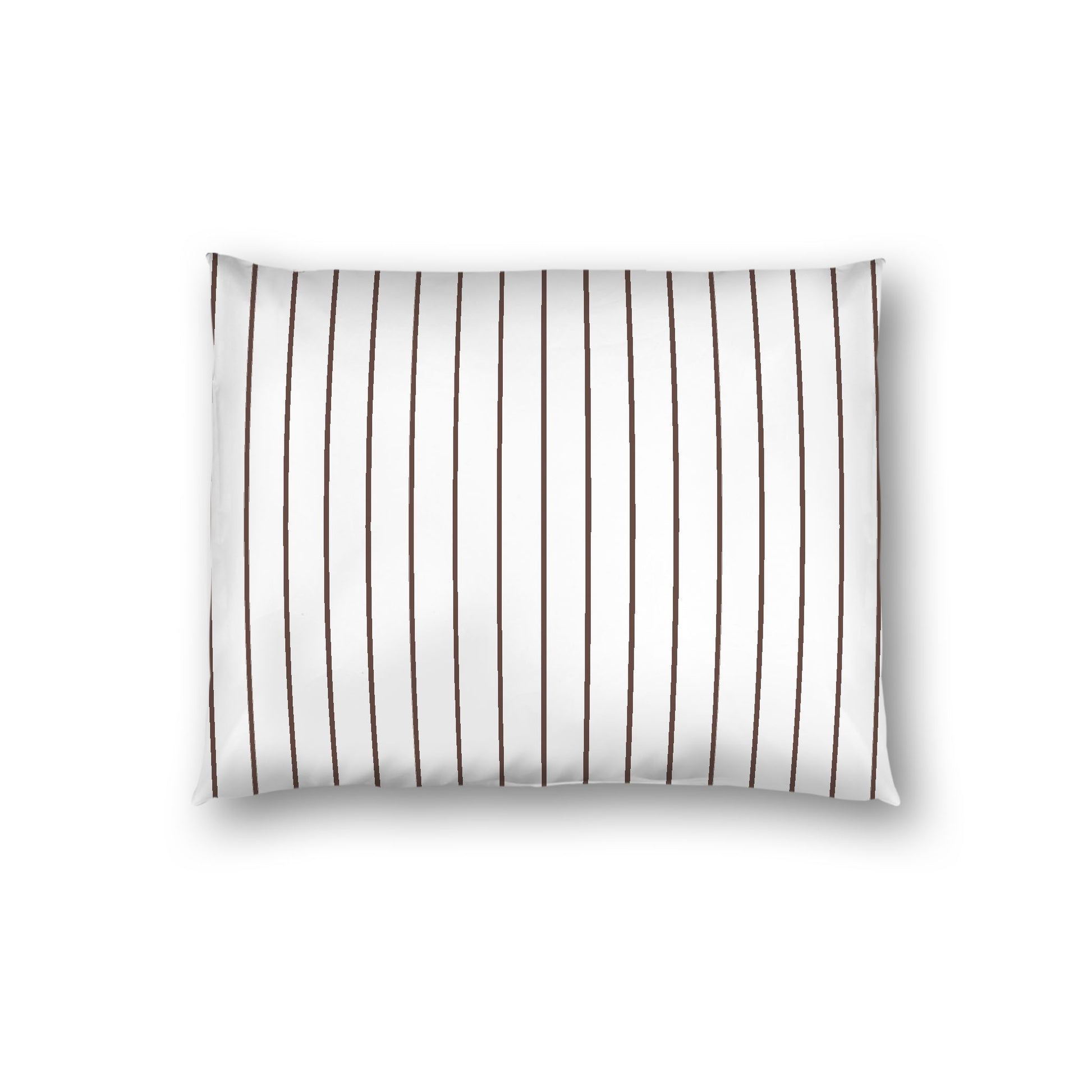 Off-white Cotton Sateen Sham, Brown Stripes on Front, White Reverse Side, Standard - 20 x 26 inches