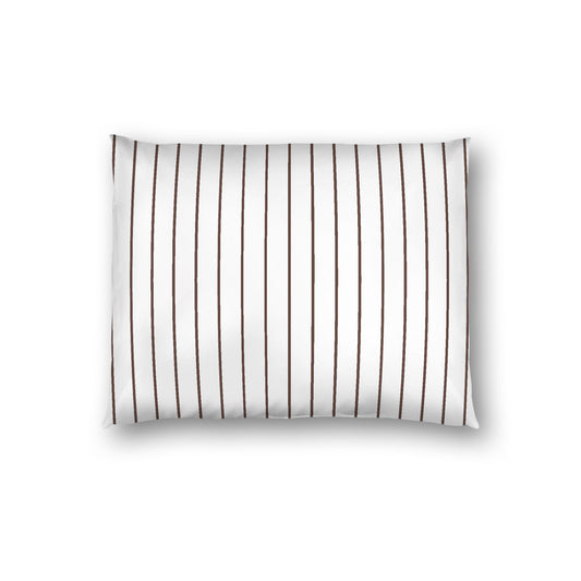 Off-white Cotton Sateen Sham, Brown Stripes on Front, White Reverse Side, Standard - 20 x 26 inches