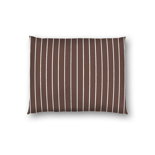 Brown Cotton Sateen Sham, Off-white Stripes on Front, White Reverse Side, Standard - 20 x 26 inches