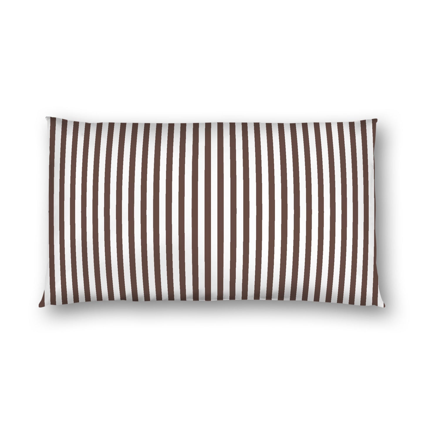 Off-white Cotton Sateen Sham, Thin Brown Bars on Front, White Reverse Side, King - 20 x 36 inches