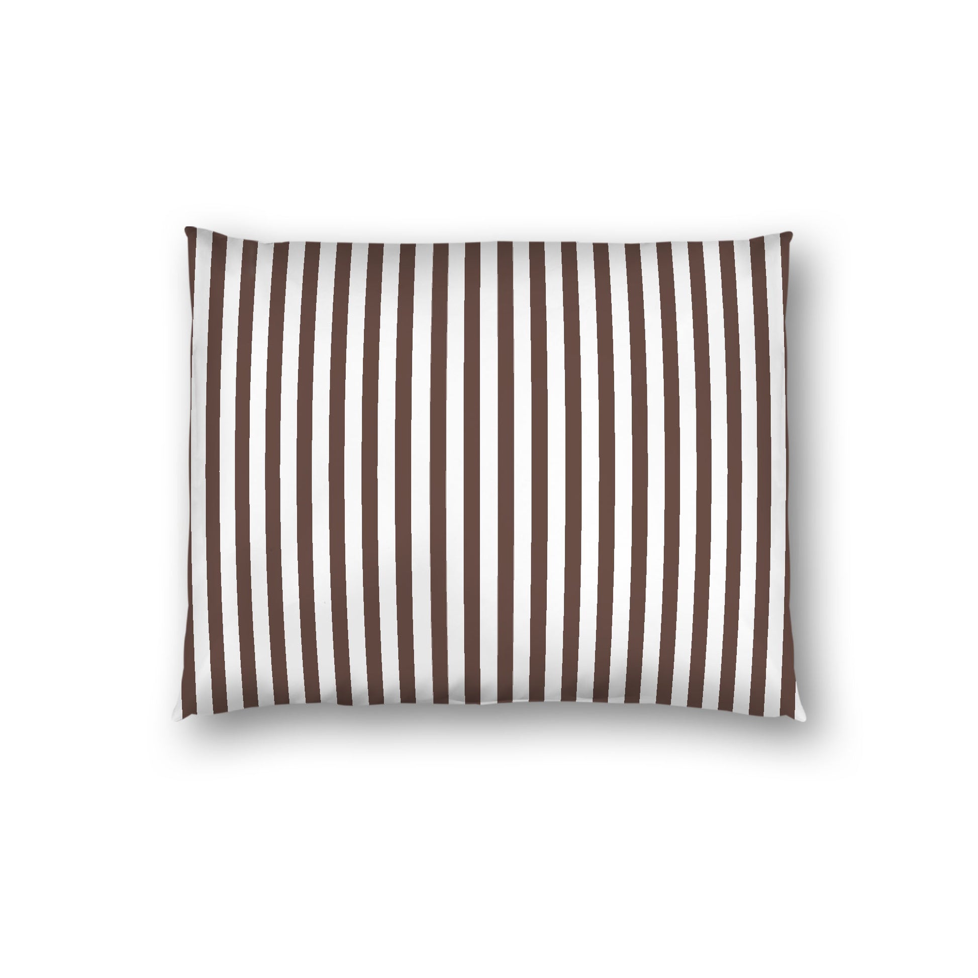 Off-white Cotton Sateen Sham, Thin Brown Bars on Front, White Reverse Side, Standard - 20 x 26 inches