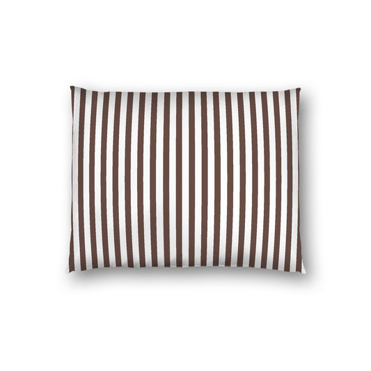 Off-white Cotton Sateen Sham, Thin Brown Bars on Front, White Reverse Side, Standard - 20 x 26 inches