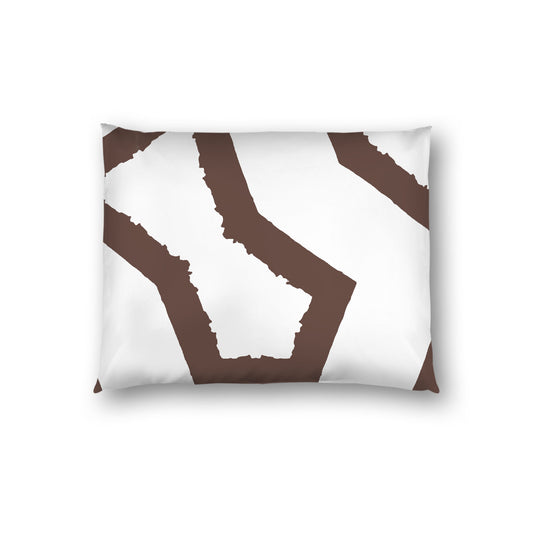 Off-white Cotton Sateen Sham, Bold Brown Graphic on Front, White Reverse Side, Standard - 20 x 26 inches