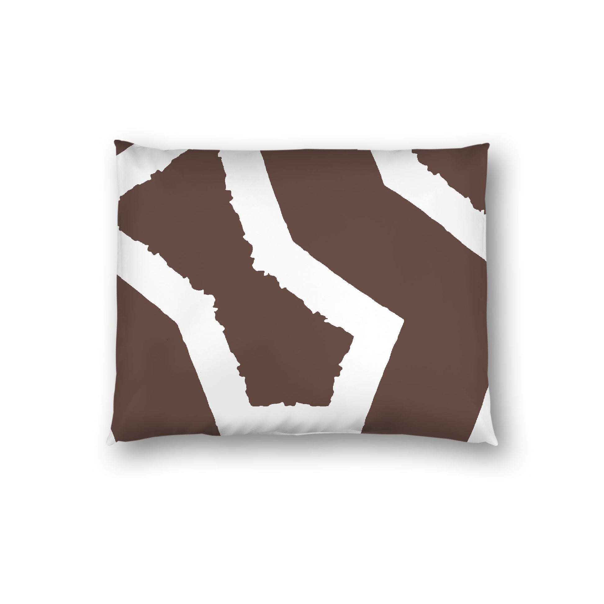 Brown Cotton Sateen Sham, Bold Off-white Graphic on Front, White Reverse Side, Standard - 20 x 26 inches