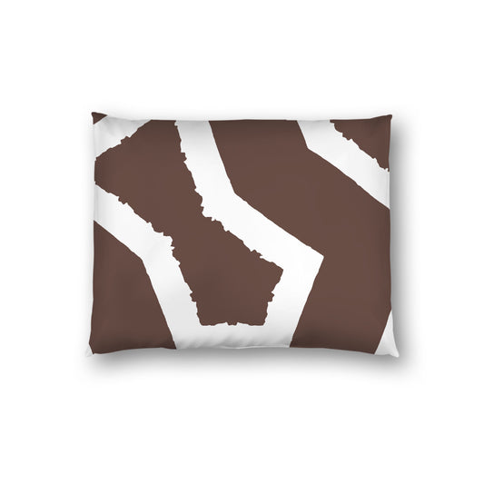 Brown Cotton Sateen Sham, Bold Off-white Graphic on Front, White Reverse Side, Standard - 20 x 26 inches