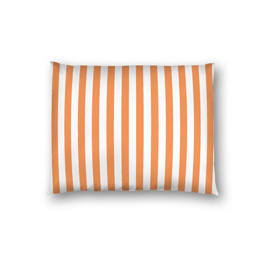 Off-white Cotton Sateen Sham, Orange Bars on Front, White Reverse Side, Standard - 20 x 26 inches
