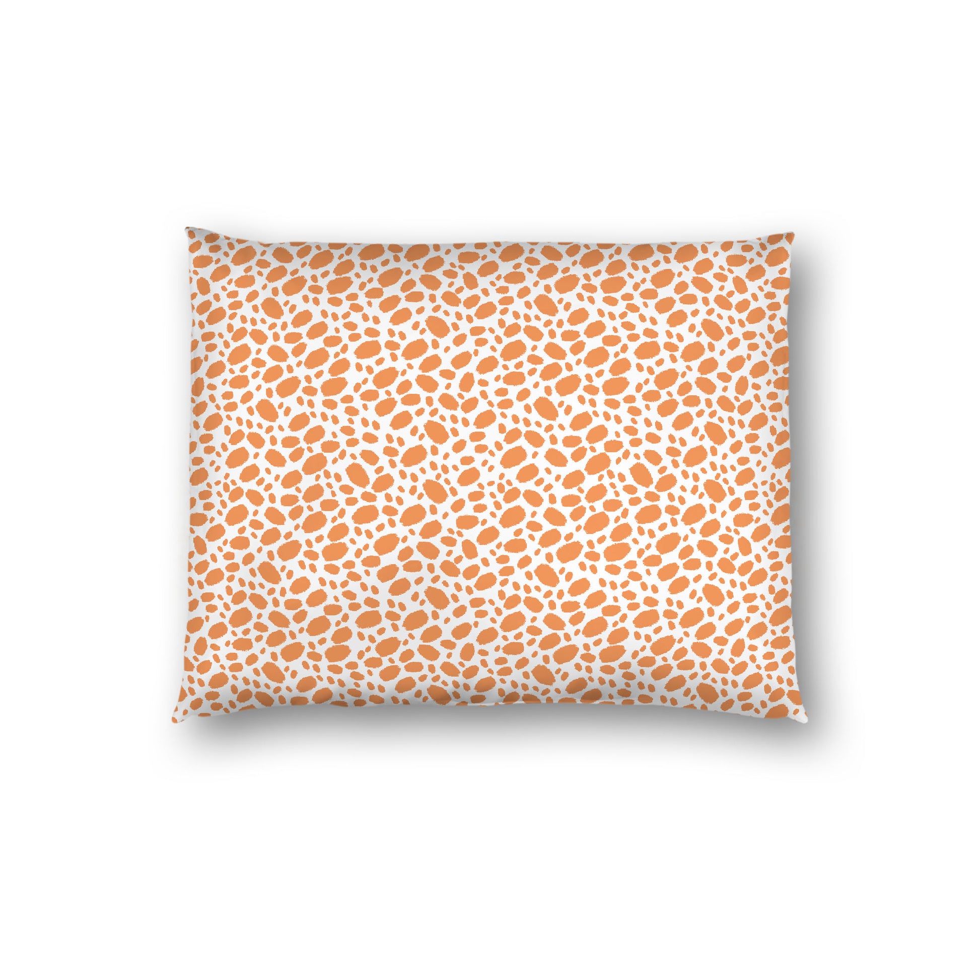 Off-white Cotton Sateen Pillow Sham, Orange Hand-painted Dab Motif Print, Off-white Revese Side, Standard - 20 x 26 inches