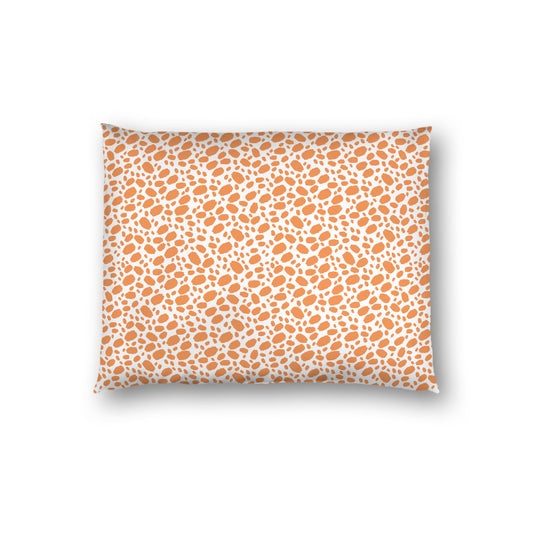 Off-white Cotton Sateen Pillow Sham, Orange Hand-painted Dab Motif Print, Off-white Revese Side, Standard - 20 x 26 inches
