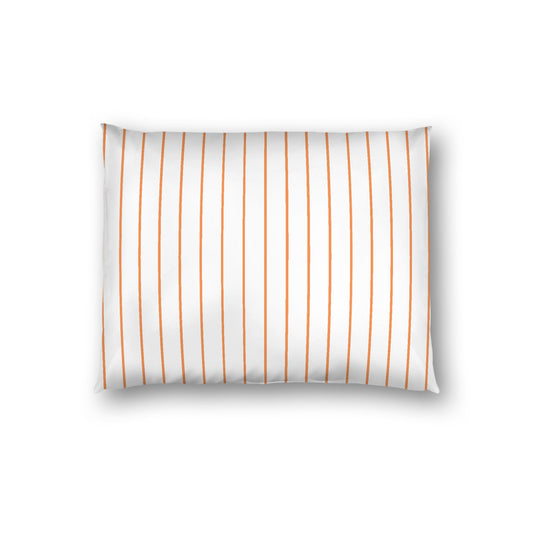 Off-white Cotton Sateen Sham, Orange Stripes on Front, White Reverse Side, Standard - 20 x 26 inches
