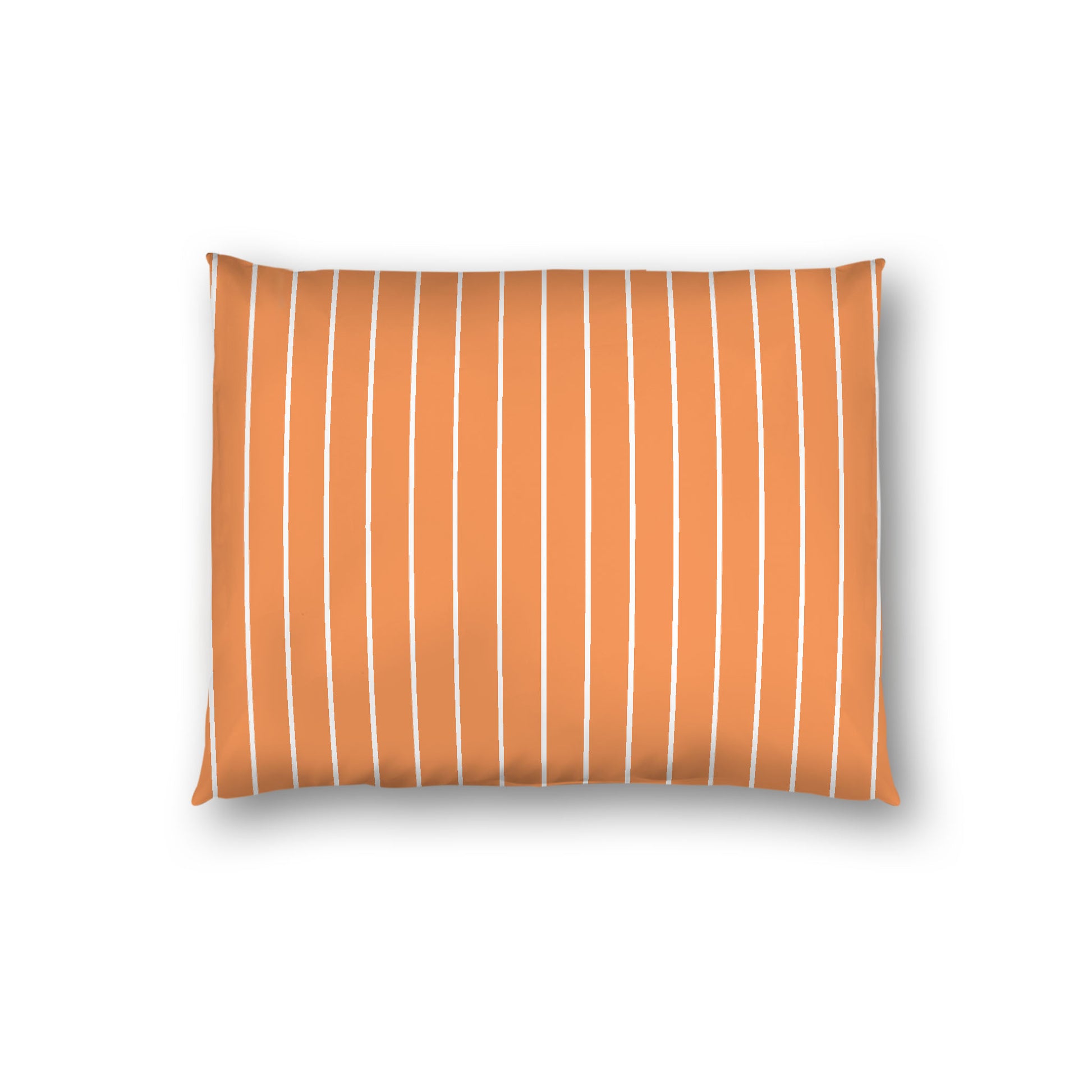 Orange Cotton Sateen Sham, Off-white Stripes on Front, White Reverse Side, Standard - 20 x 26 inches