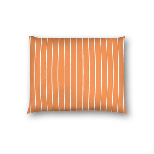 Orange Cotton Sateen Sham, Off-white Stripes on Front, White Reverse Side, Standard - 20 x 26 inches
