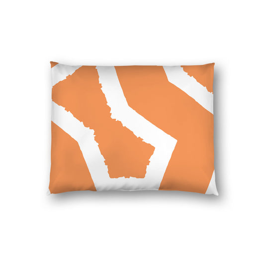 Orange Cotton Sateen Sham, Bold Off-white Graphic on Front, White Reverse Side, Standard - 20 x 26 inches