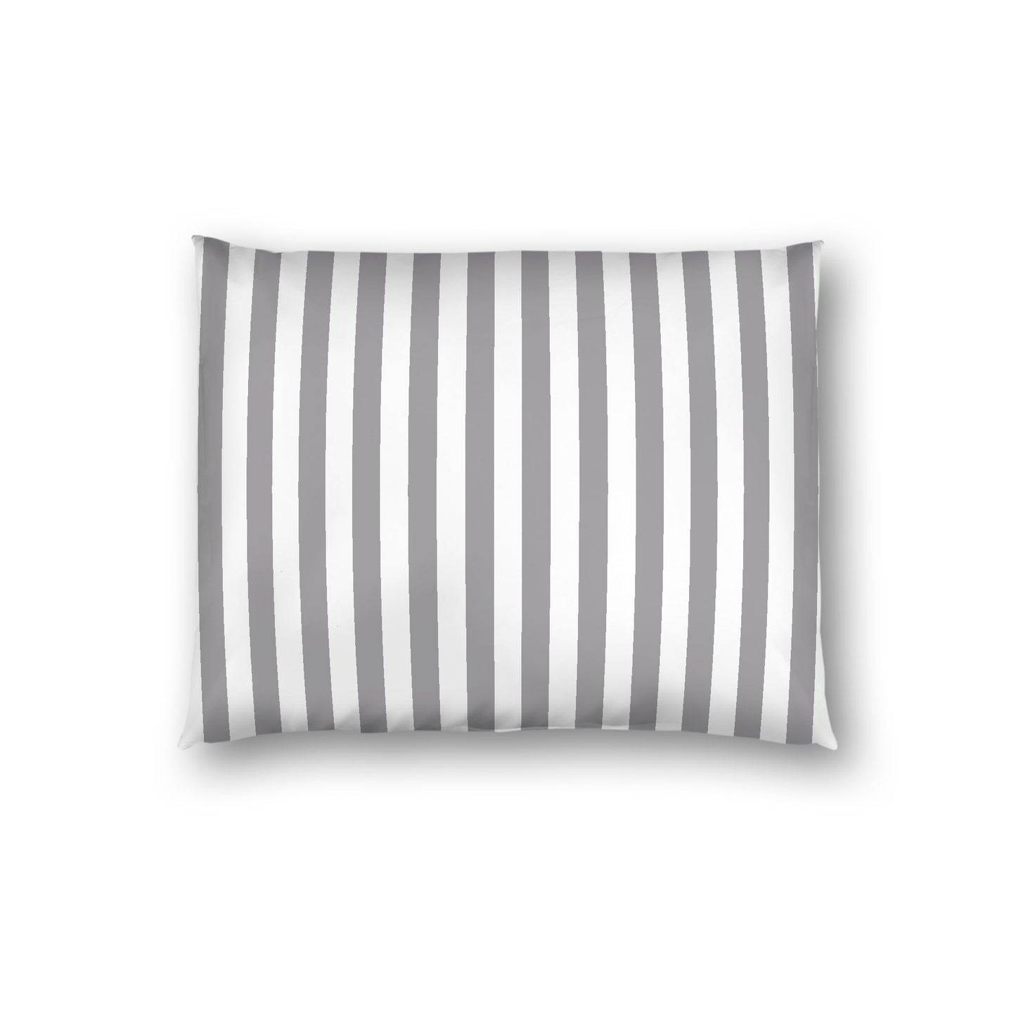 Off-white Cotton Sateen Sham, Grey Bars on Front, White Reverse Side, Standard - 20 x 26 inches