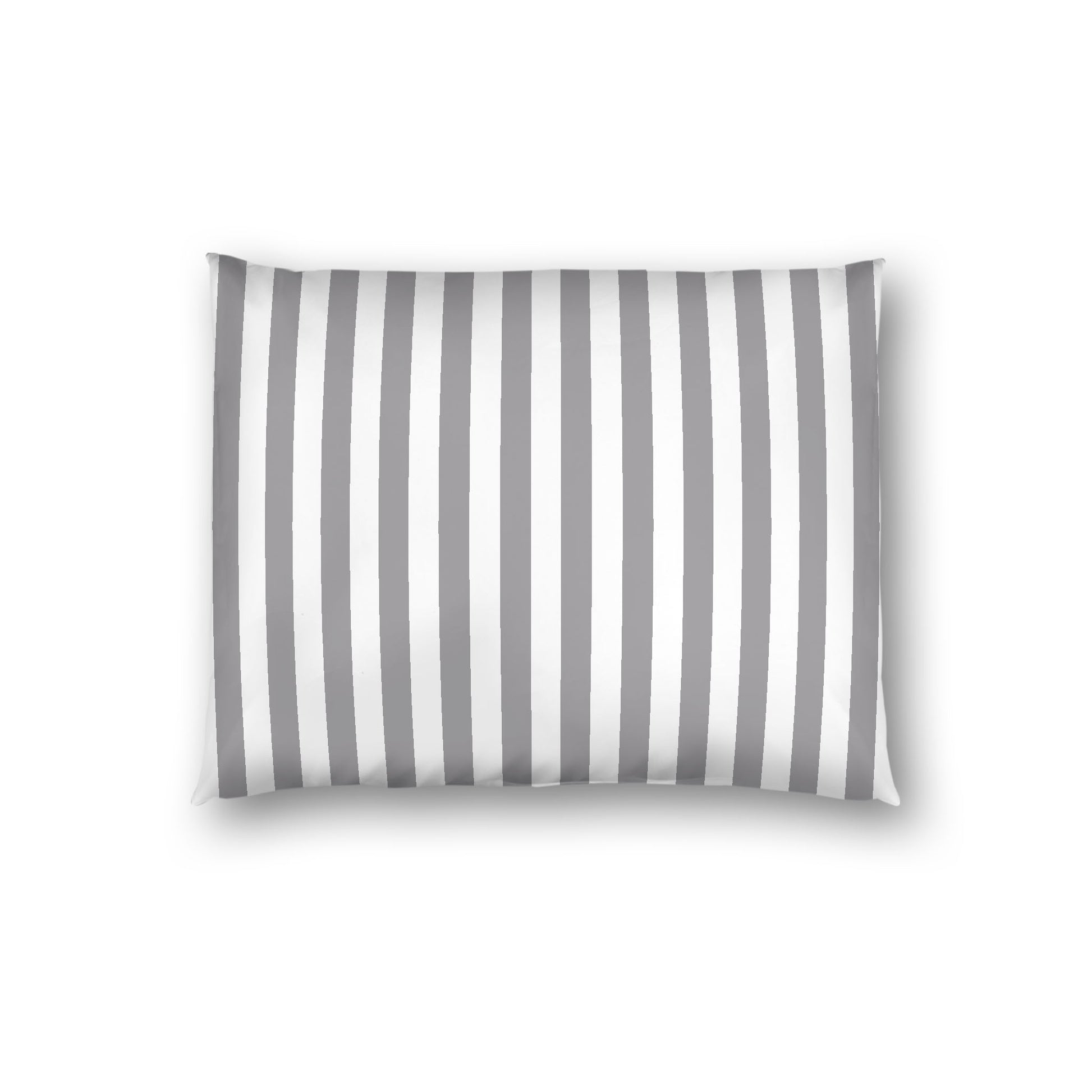 Off-white Cotton Sateen Sham, Grey Bars on Front, White Reverse Side, Standard - 20 x 26 inches
