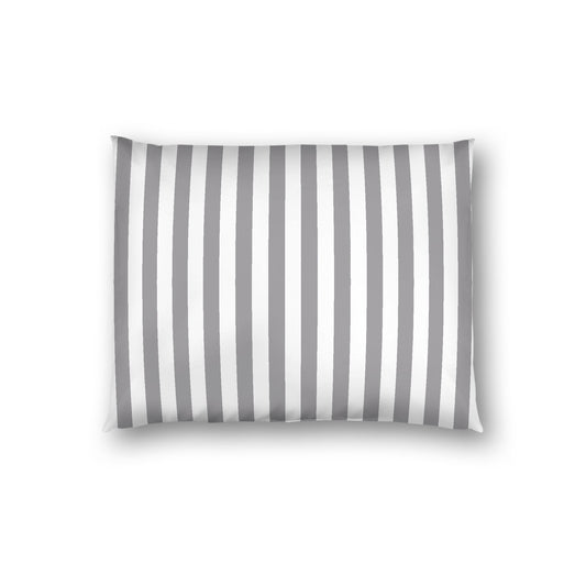 Off-white Cotton Sateen Sham, Grey Bars on Front, White Reverse Side, Standard - 20 x 26 inches