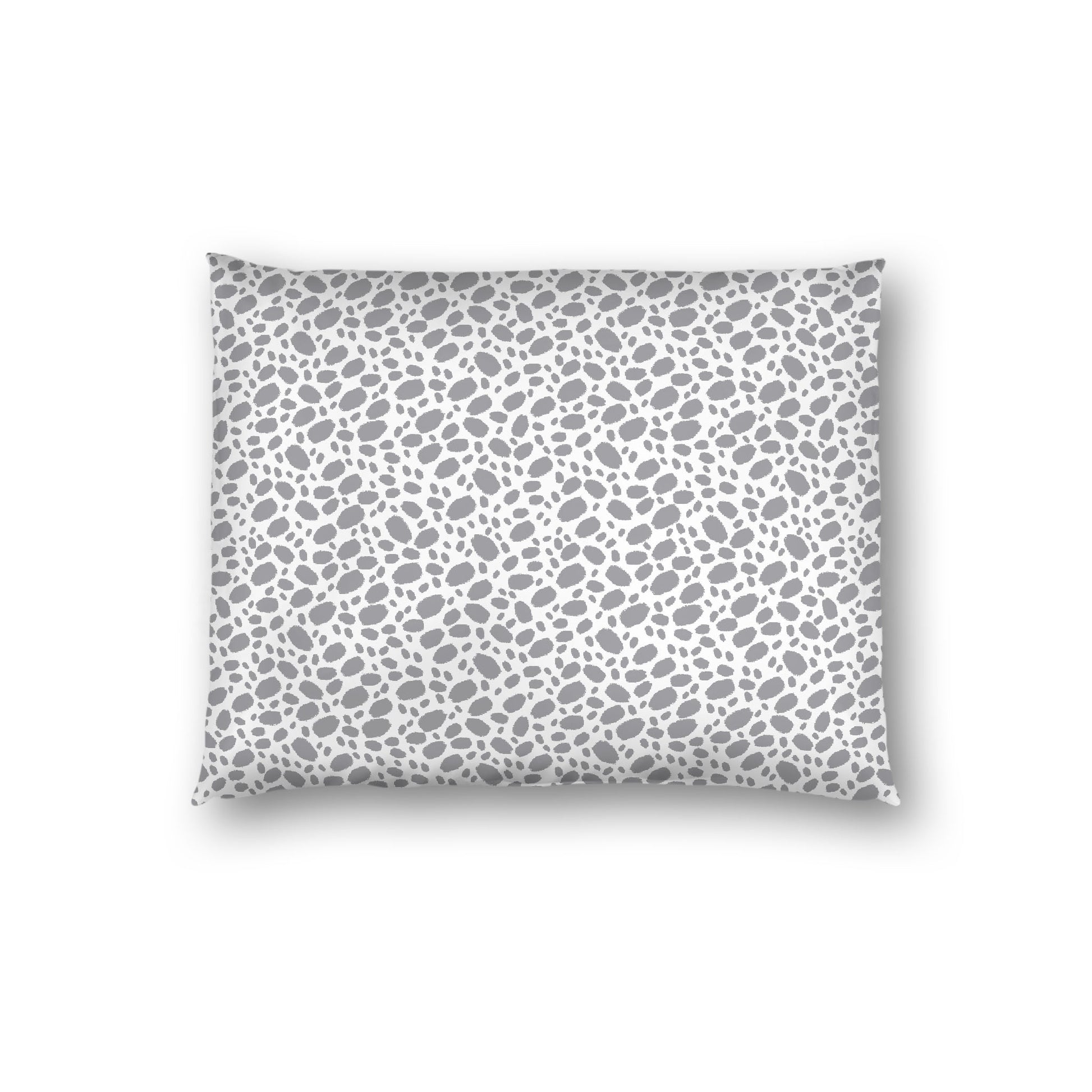 Off-white Cotton Sateen Pillow Sham, Grey Hand-painted Dab Motif Print, Off-white Revese Side, Standard - 20 x 26 inches