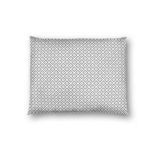 Off-white Cotton Sateen Pillow Sham, Grey Repeating Square Motif Print, Off-white Revese Side, Standard - 20 x 26 inches