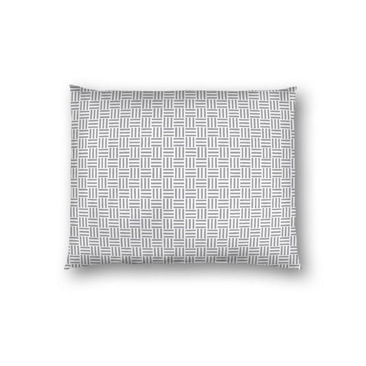 Off-white Cotton Sateen Pillow Sham, Grey Single Weave Motif Print, White Reverse Side, Standard - 20 x 26 inches