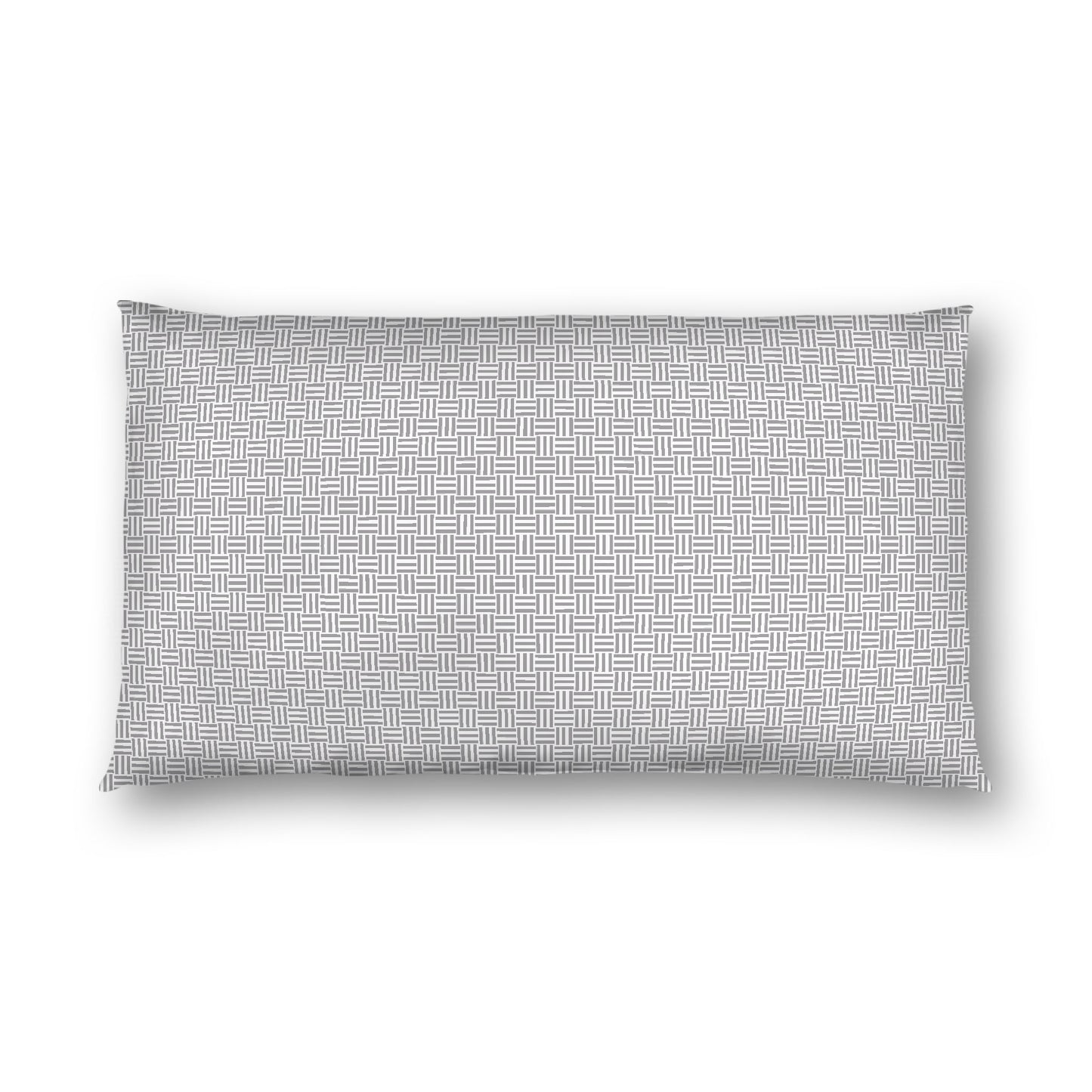 Off-white Cotton Sateen Pillow Sham, Grey Double Weave Motif Print, White Reverse Side, King - 20 x 36 inches