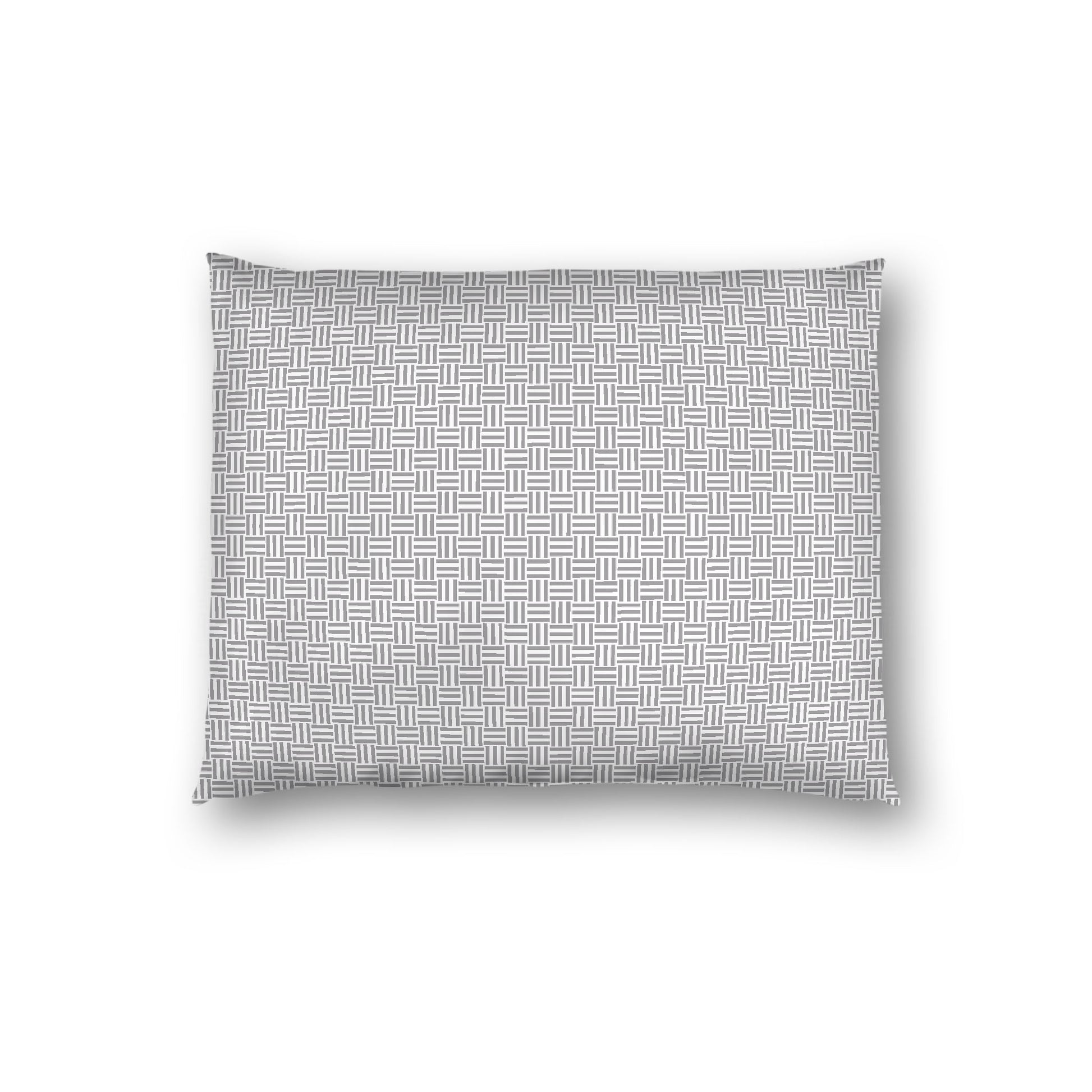 Off-white Cotton Sateen Pillow Sham, Grey Double Weave Motif Print, White Reverse Side, Standard - 20 x 26 inches