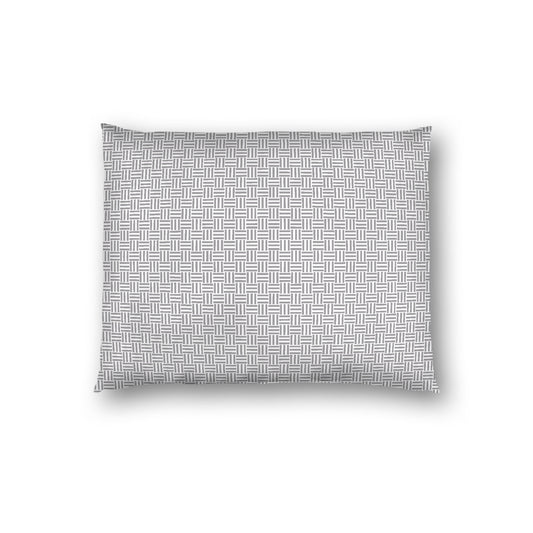 Off-white Cotton Sateen Pillow Sham, Grey Double Weave Motif Print, White Reverse Side, Standard - 20 x 26 inches
