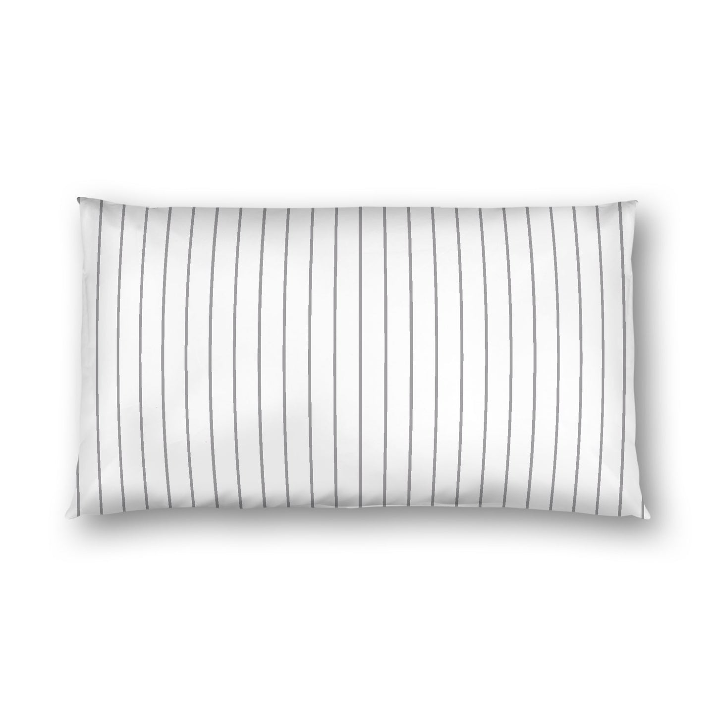 Off-white Cotton Sateen Sham, Grey Stripes on Front, White Reverse Side, King - 20 x 36 inches