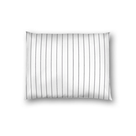 Off-white Cotton Sateen Sham, Grey Stripes on Front, White Reverse Side, Standard - 20 x 26 inches