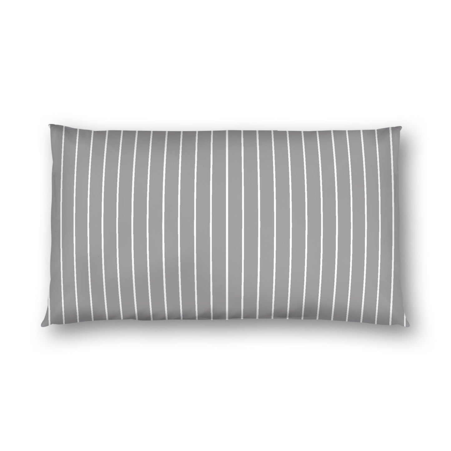 Grey Cotton Sateen Sham, Off-white Stripes on Front, White Reverse Side, King - 20 x 36 inches