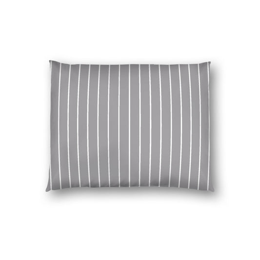 Grey Cotton Sateen Sham, Off-white Stripes on Front, White Reverse Side, Standard - 20 x 26 inches