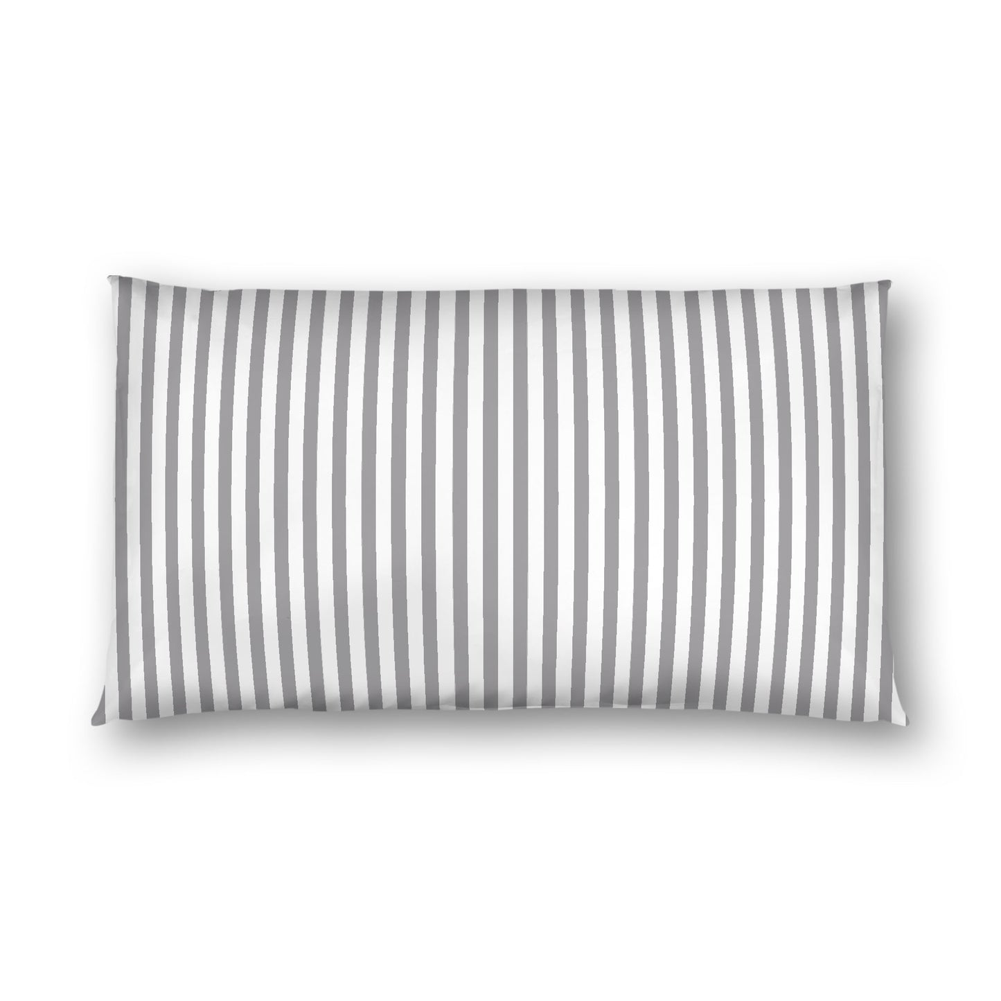Off-white Cotton Sateen Sham, Thin Grey Bars on Front, White Reverse Side, King - 20 x 36 inches