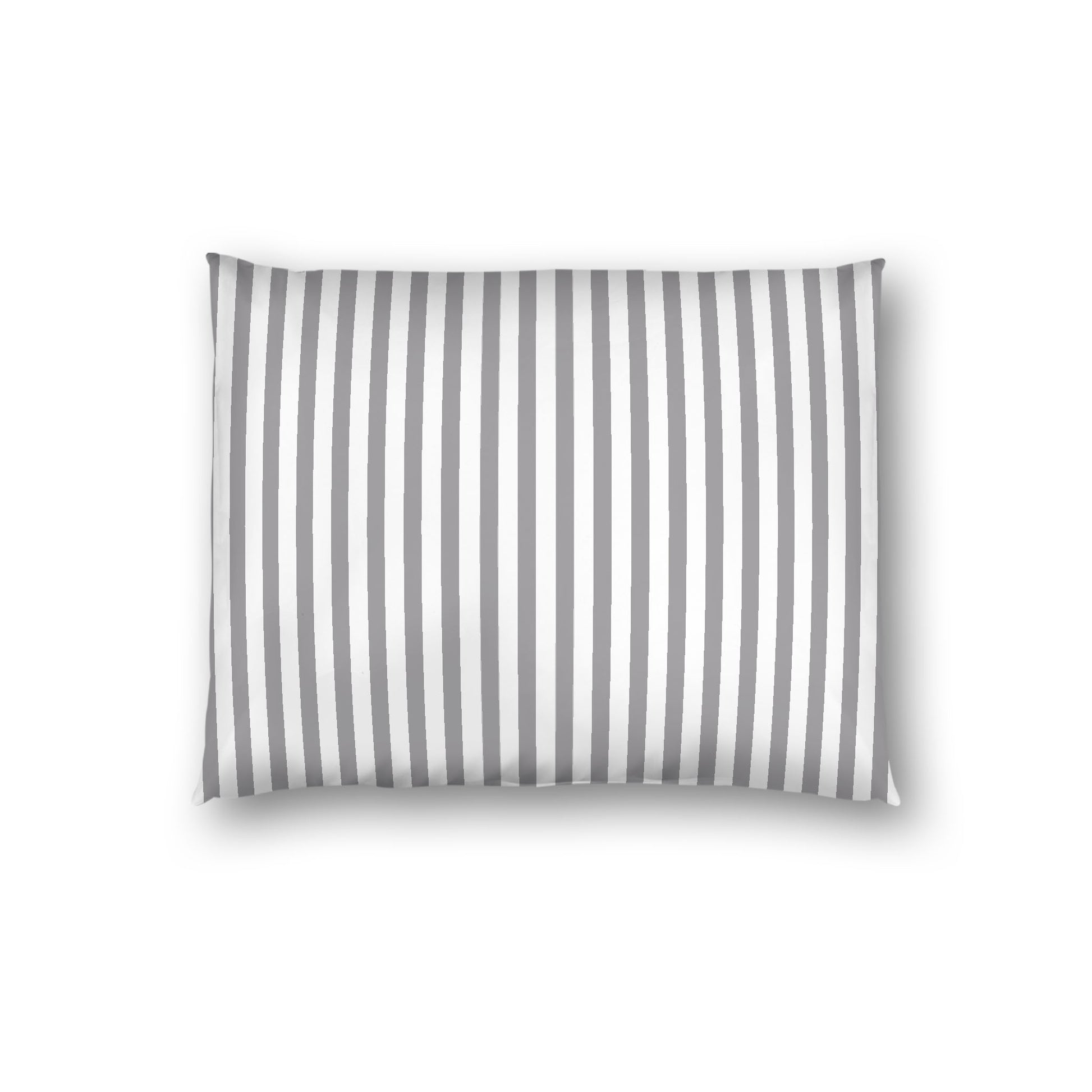 Off-white Cotton Sateen Sham, Thin Grey Bars on Front, White Reverse Side, Standard - 20 x 26 inches