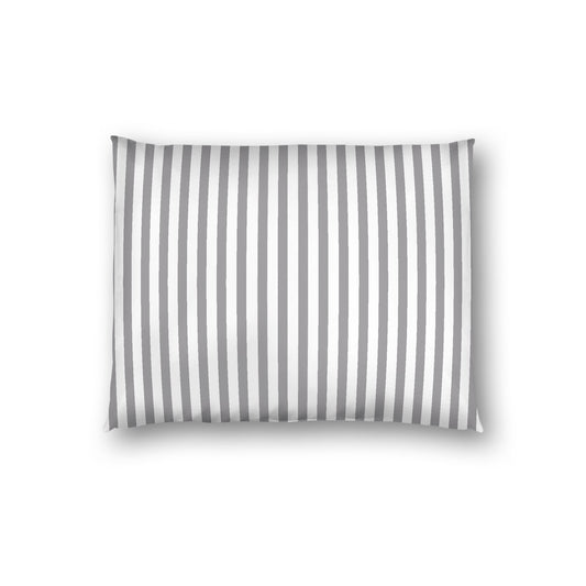 Off-white Cotton Sateen Sham, Thin Grey Bars on Front, White Reverse Side, Standard - 20 x 26 inches