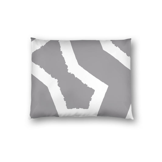 Grey Cotton Sateen Sham, Bold Off-white Graphic on Front, White Reverse Side, Standard - 20 x 26 inches