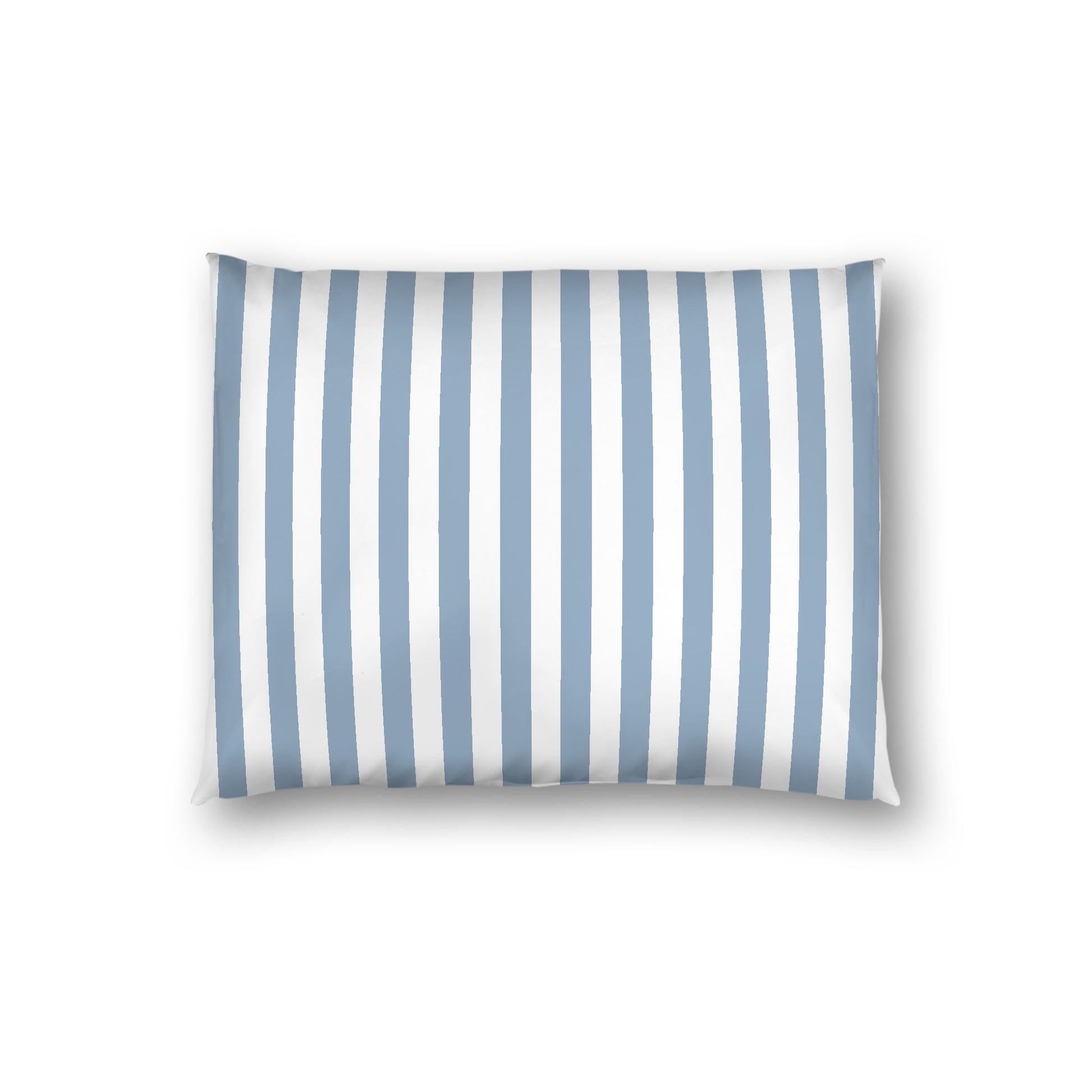 Off-white Cotton Sateen Sham, Blue Bars on Front, White Reverse Side, Standard - 20 x 26 inches